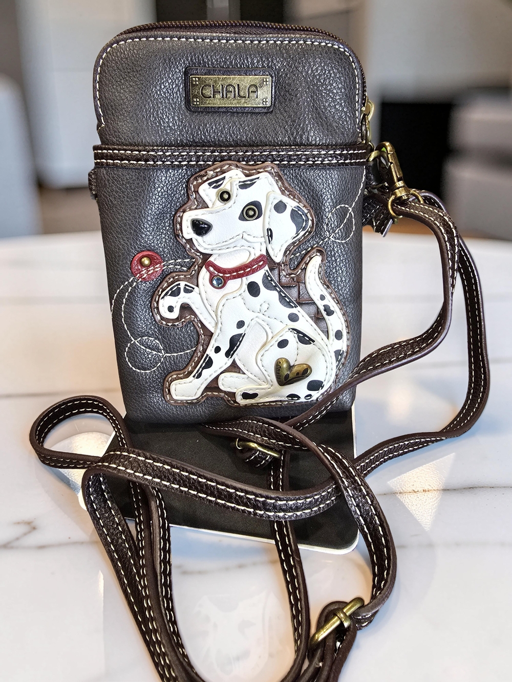 Chala Brown Dalmatian Crossbody Phone Bag